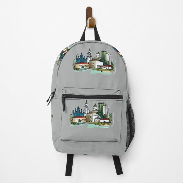 Item preview, Vilnius Lithuania Minimalist Watercolor Cityscape Sticker with Lithuanian Flag, designed and sold by PaintMeWorld.
