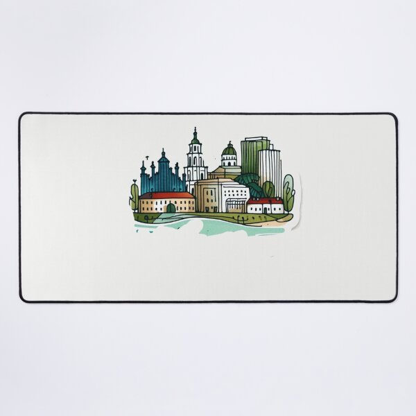 Item preview, Vilnius Lithuania Minimalist Watercolor Cityscape Sticker with Lithuanian Flag, designed and sold by PaintMeWorld.