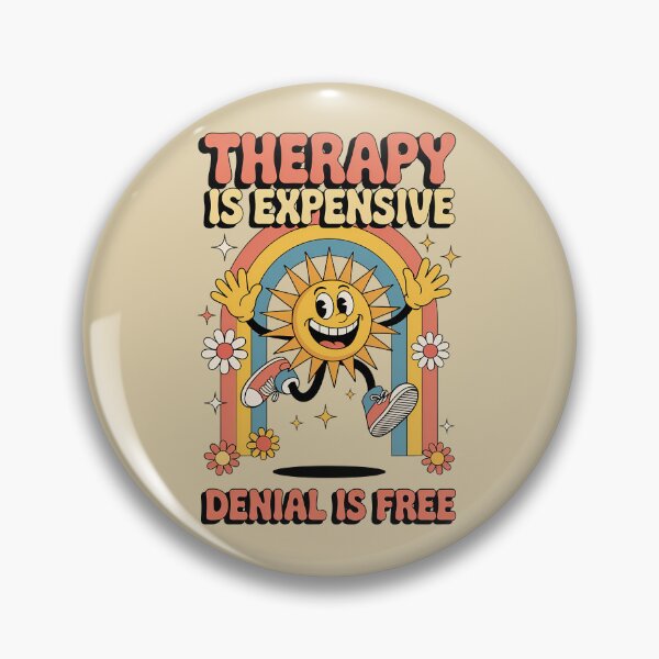 Item preview, Funny Retro Mental Health Quote – Therapy is Expensive Denial is Free – Sunshine Cartoon humor Design designed and sold by Fantasy Cache.