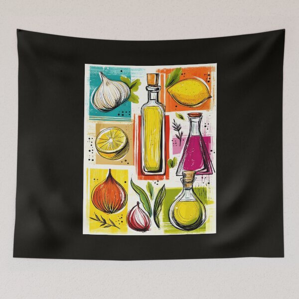 Item preview, Flavorful Ingredients in Motion - A Vibrant Celebration of Culinary Essentials designed and sold by OlfactoART Studio.