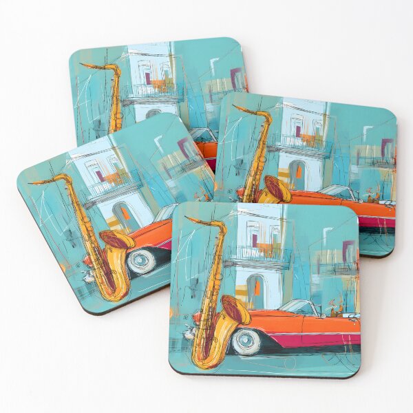 Item preview, Feel the Pulse of Havana - Jazzy Saxophone and Classic Convertible in a Colorful Cityscape designed and sold by OlfactoART Studio.