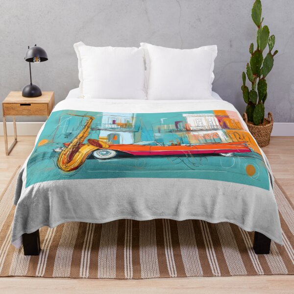 Item preview, Feel the Pulse of Havana - Jazzy Saxophone and Classic Convertible in a Colorful Cityscape designed and sold by OlfactoART Studio.