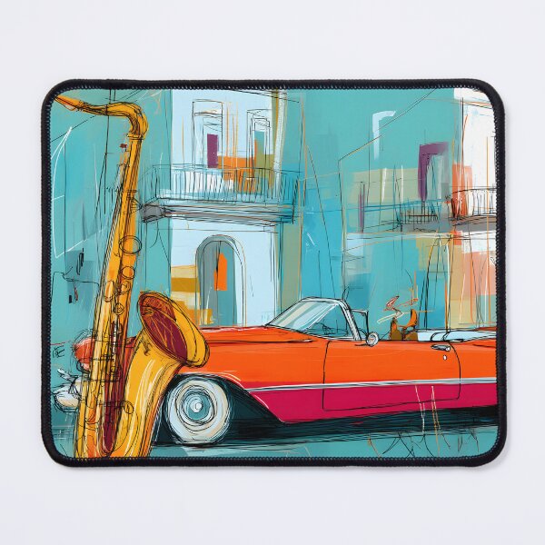 Item preview, Feel the Pulse of Havana - Jazzy Saxophone and Classic Convertible in a Colorful Cityscape designed and sold by OlfactoART Studio.