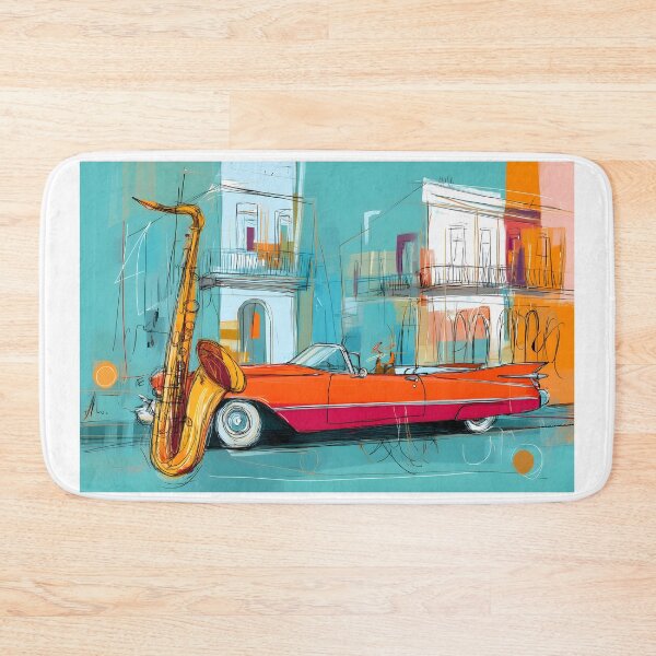 Item preview, Feel the Pulse of Havana - Jazzy Saxophone and Classic Convertible in a Colorful Cityscape designed and sold by OlfactoART Studio.