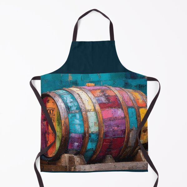 Item preview, Whisky Barrel on Wooden Stand - Bold Hues of Blue, Purple, Yellow, and Red with Intriguing Details designed and sold by OlfactoART Studio.