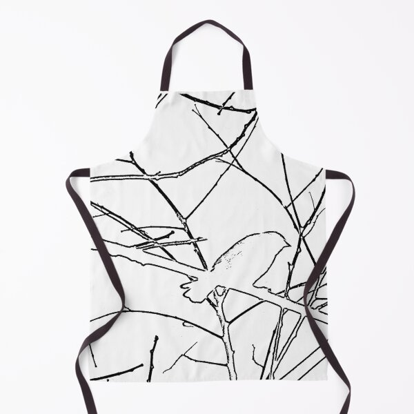 Item preview, White and Black Minimalist Bird in Tree Line Art designed and sold by wendymariemedia.