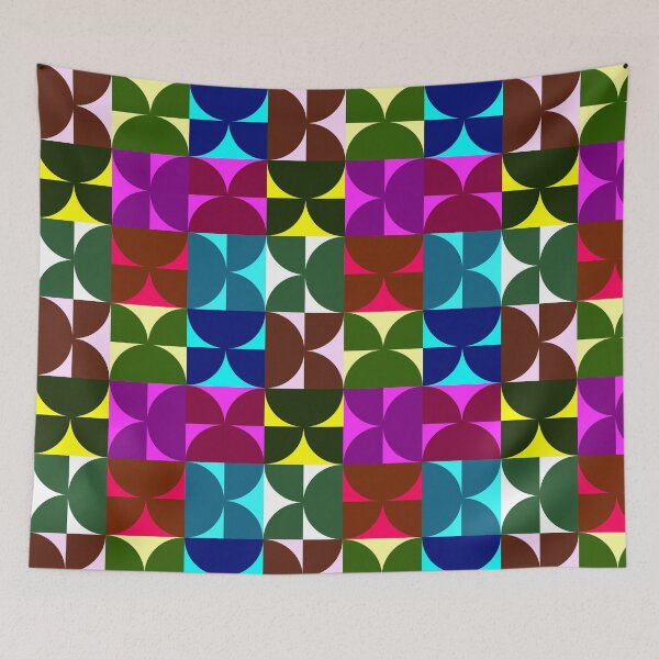 Item preview, Vibrant Interconnected Shapes Pattern from Semicircles - Retro designed and sold by SvitlanaSolo.