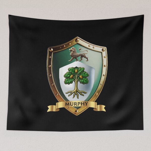 Item preview, Murphy Family Shield Oak Tree and Noble Lion with Proud Name Banner designed and sold by Highlandkings.