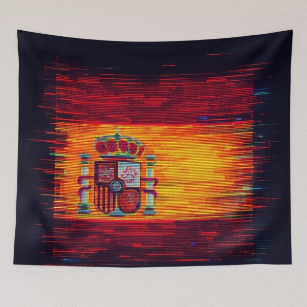 Item preview, Spain Flag Glitch – Neon Pixel Distortion designed and sold by PrometheusStyle.