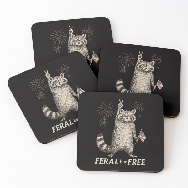 Item preview, Feral but Free Raccoon Wild 4th of July Humor designed and sold by Adrian Kane.