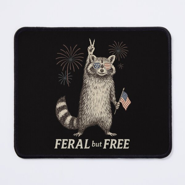 Item preview, Feral but Free Raccoon Wild 4th of July Humor designed and sold by Adrian Kane.