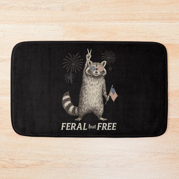 Item preview, Feral but Free Raccoon Wild 4th of July Humor designed and sold by Adrian Kane.