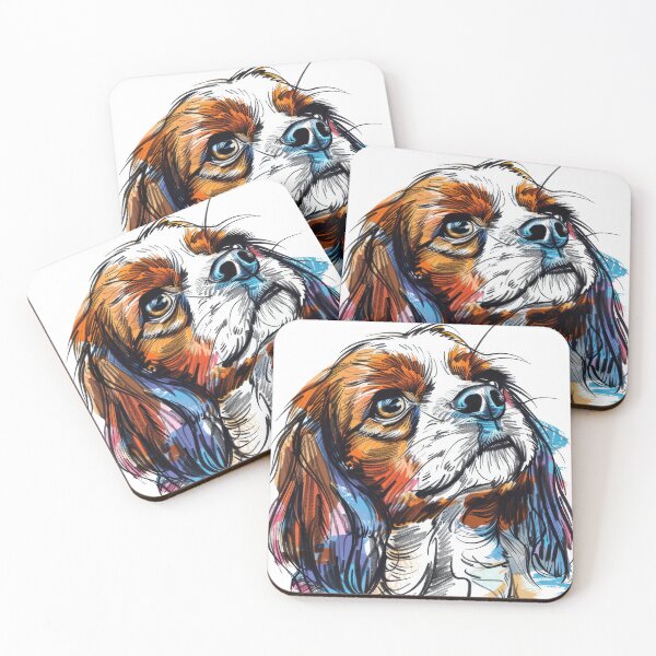 Item preview, Colorful King Charles Spaniel  designed and sold by blackdogbuckeye.