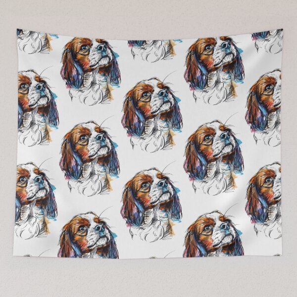 Item preview, Colorful King Charles Spaniel  designed and sold by blackdogbuckeye.