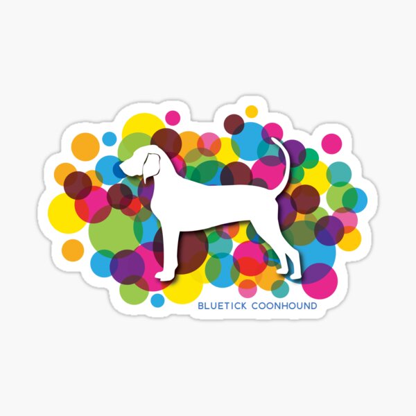 Bluetick Coonhound on Colorful Bubbles Background Sticker