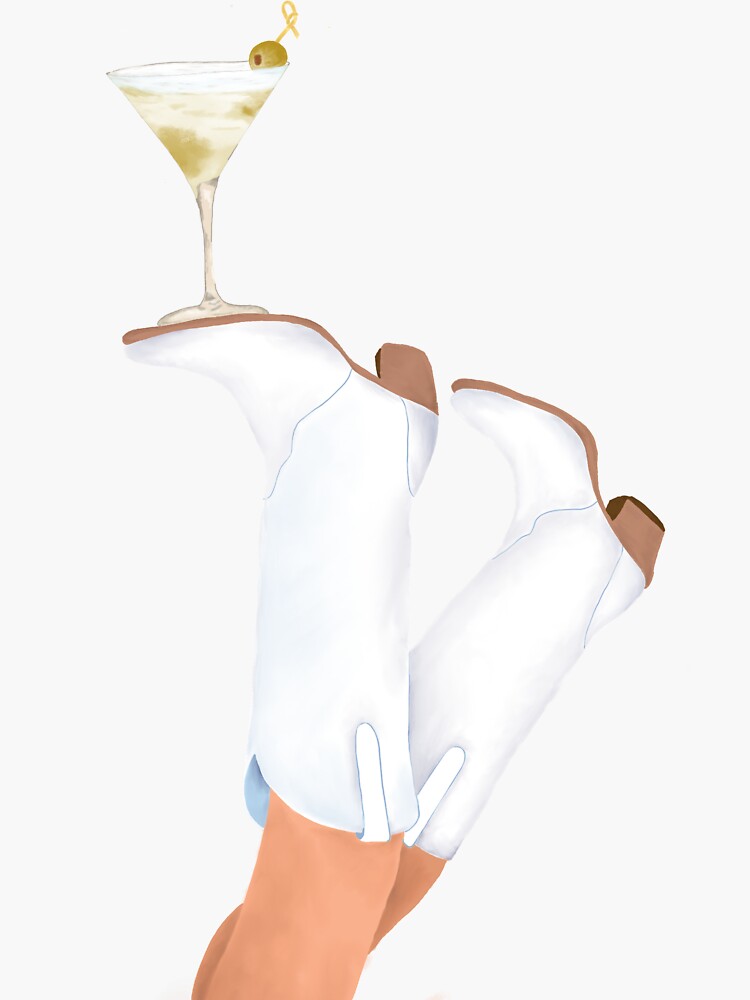 Thumbnail 3 von 3, Sticker, Cowgirlstiefel mit klassischem Martini designt und verkauft von KakuaDesigns.