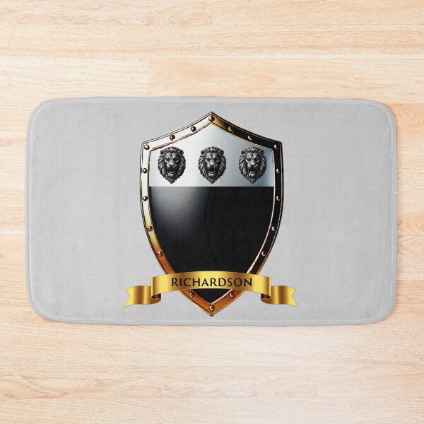 Item preview, Richardson Family Shield Three Lion Heads and Proud Name Banner designed and sold by Highlandkings.