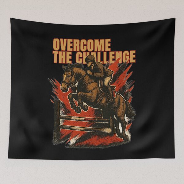 Item preview, Overcome the Challenge – Powerful Horse Jumping Illustration designed and sold by JenniferCreaArte .