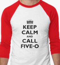 Keep Calm and Call Five-O (Black) Men's Baseball ¾ T-Shirt