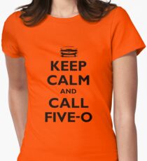 Keep Calm and Call Five-O (Black) Women's Fitted T-Shirt