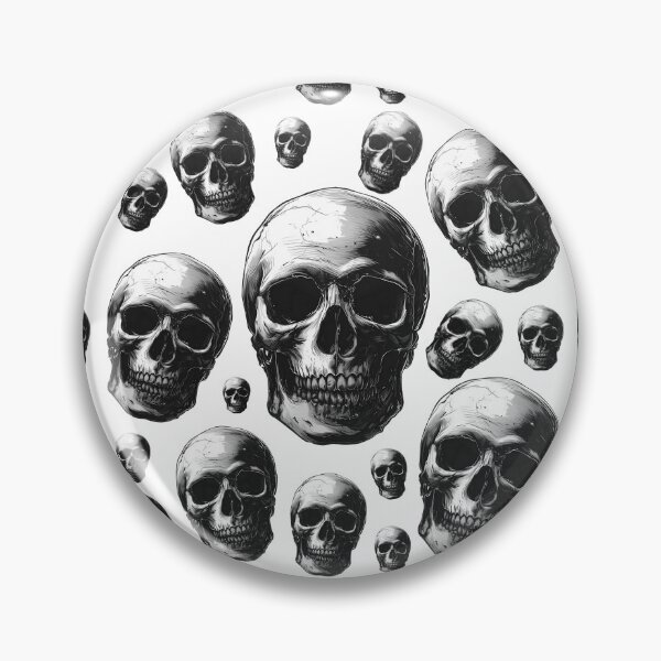 Item preview, Floating human skulls - dark aesthetic bones ink pattern designed and sold by ArtstyleAlchemy.