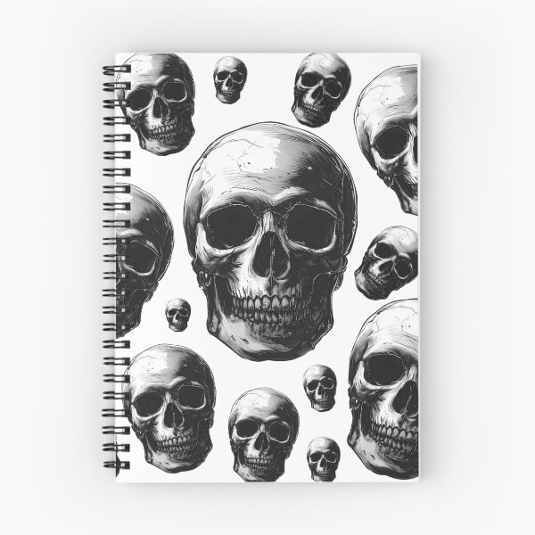 Item preview, Floating human skulls - dark aesthetic bones ink pattern designed and sold by ArtstyleAlchemy.