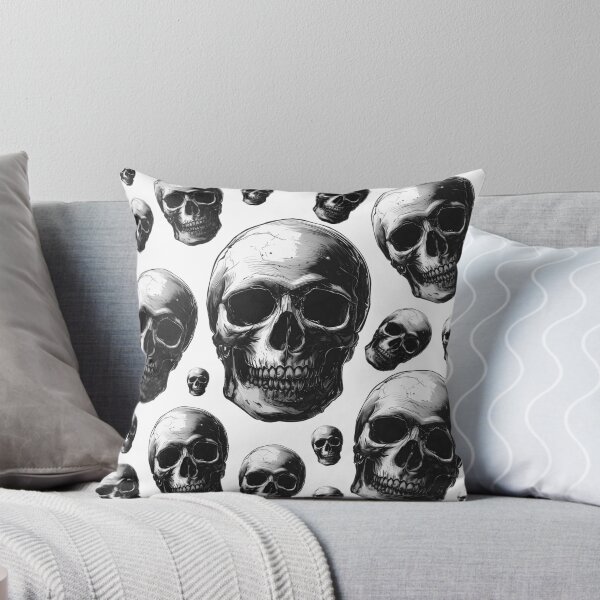 Item preview, Floating human skulls - dark aesthetic bones ink pattern designed and sold by ArtstyleAlchemy.