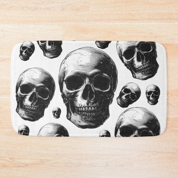 Item preview, Floating human skulls - dark aesthetic bones ink pattern designed and sold by ArtstyleAlchemy.