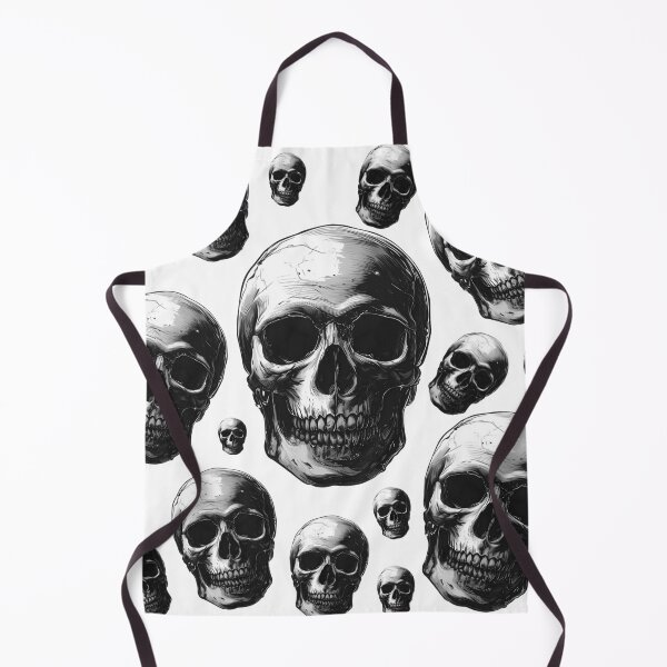 Item preview, Floating human skulls - dark aesthetic bones ink pattern designed and sold by ArtstyleAlchemy.