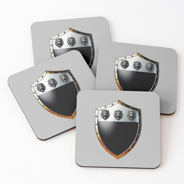 Item preview, Richardson Shield Bold Silver Lion Heads on Black Armor designed and sold by Highlandkings.