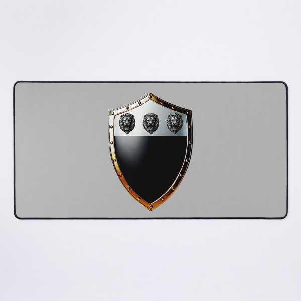 Item preview, Richardson Shield Bold Silver Lion Heads on Black Armor designed and sold by Highlandkings.