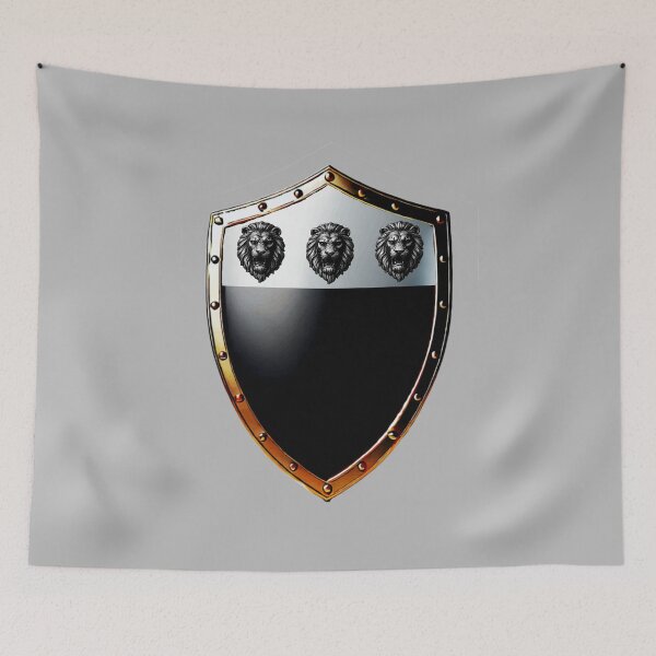 Item preview, Richardson Shield Bold Silver Lion Heads on Black Armor designed and sold by Highlandkings.