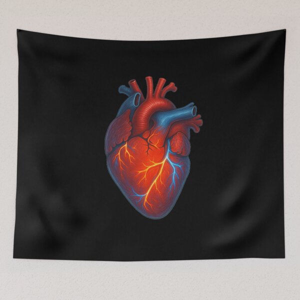 Item preview, Vivid Anatomical Heart Art – Glowing Veins Medical Illustration designed and sold by medicalzone.