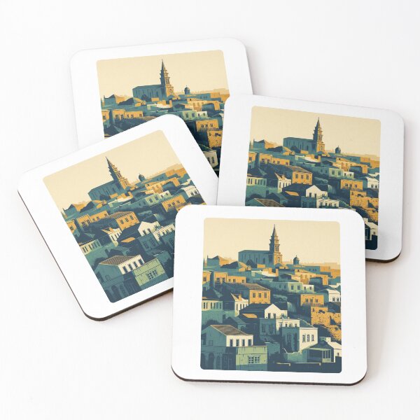 Item preview, Cyprus Cityscape in 80s Style – Retro Mediterranean Design for Apparel, Accessories & Gifts | AI Art for Travel Lovers designed and sold by knalpot-design.