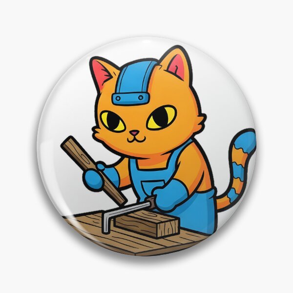 Item preview, Cat Woodworker | Cute Cartoon Carpenter Cat with Tools and Workbench designed and sold by HighrockDesigns.