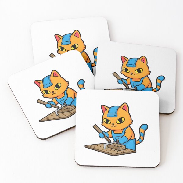 Item preview, Cat Woodworker | Cute Cartoon Carpenter Cat with Tools and Workbench designed and sold by HighrockDesigns.