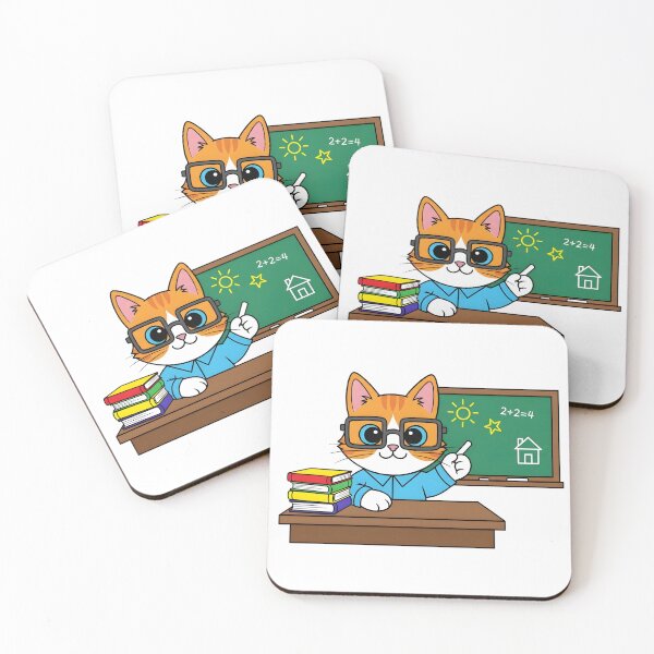 Item preview, Cat Teacher | Cute Cartoon Cat with Glasses at Chalkboard designed and sold by HighrockDesigns.