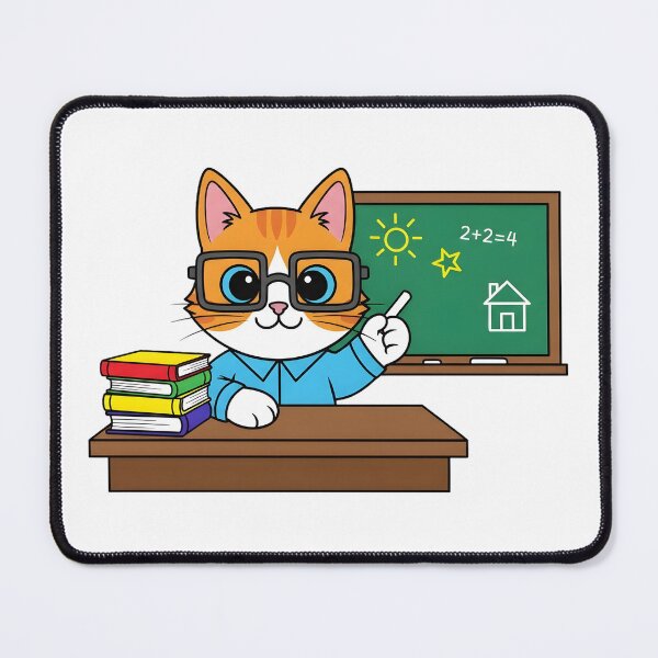 Item preview, Cat Teacher | Cute Cartoon Cat with Glasses at Chalkboard designed and sold by HighrockDesigns.