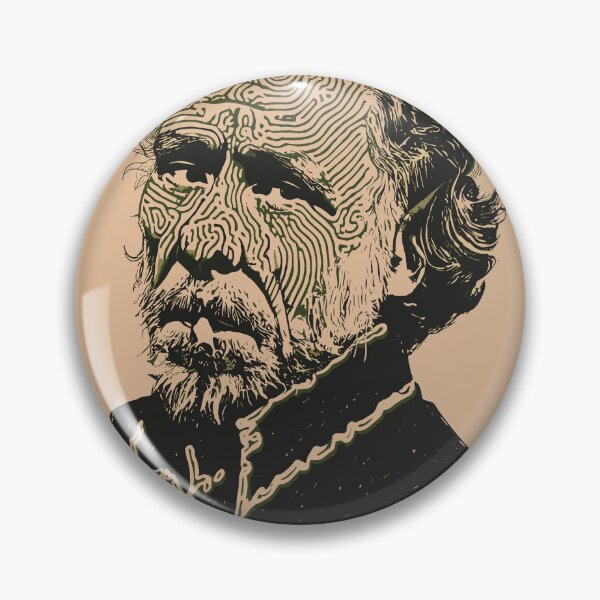 Item preview, Charles Bukowski Surreal Portrait – Abstract Maze Line Art designed and sold by Mystikos Art.