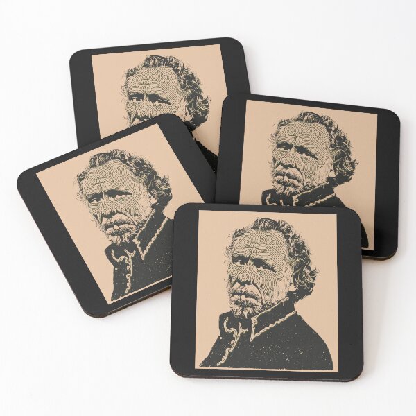 Item preview, Charles Bukowski Surreal Portrait – Abstract Maze Line Art designed and sold by Mystikos Art.