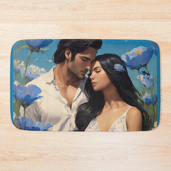 Item preview, Beautiful Couple, Blue Floral, Romance Novel Cover Art designed and sold by AmberRoseWrites.