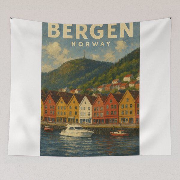Item preview, Bergen Norway Bryggen Waterfront designed and sold by Places On Earth.