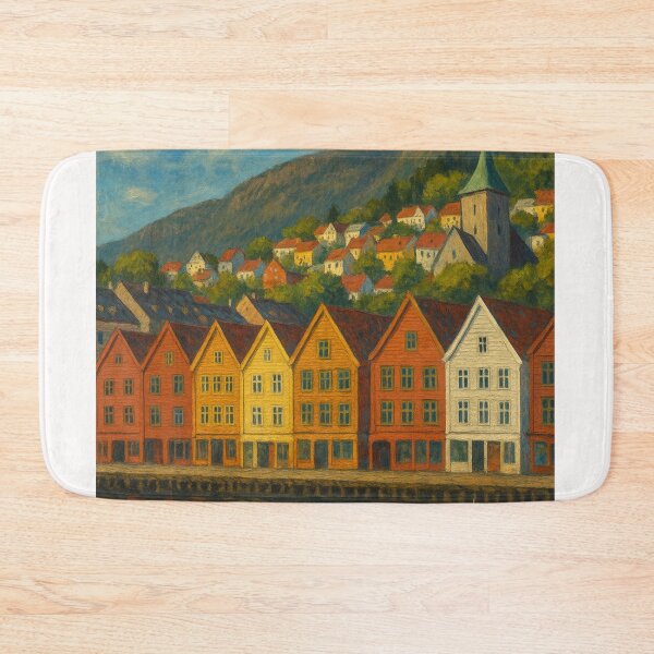 Item preview, Bergen Norway Harbor Scene designed and sold by Places On Earth.