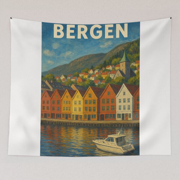 Item preview, Bergen Norway Harbor Scene designed and sold by Places On Earth.