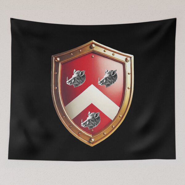 Item preview, Davis Shield  White Chevron and Silver Boars on Red Armor designed and sold by Highlandkings.