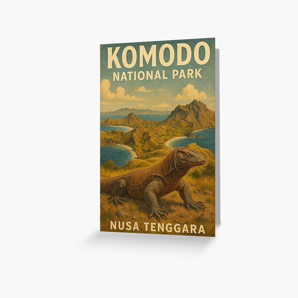 Item preview, Komodo Dragon and Padar Island Landscape designed and sold by Places On Earth.