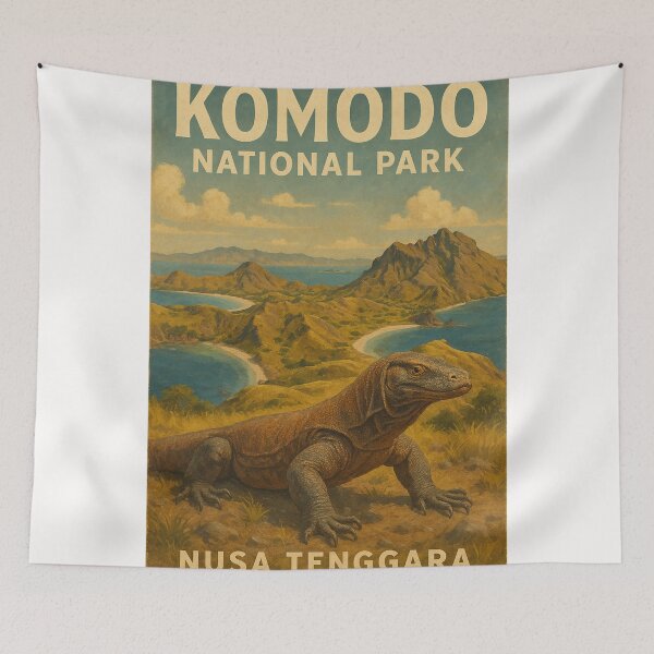 Item preview, Komodo Dragon and Padar Island Landscape designed and sold by Places On Earth.