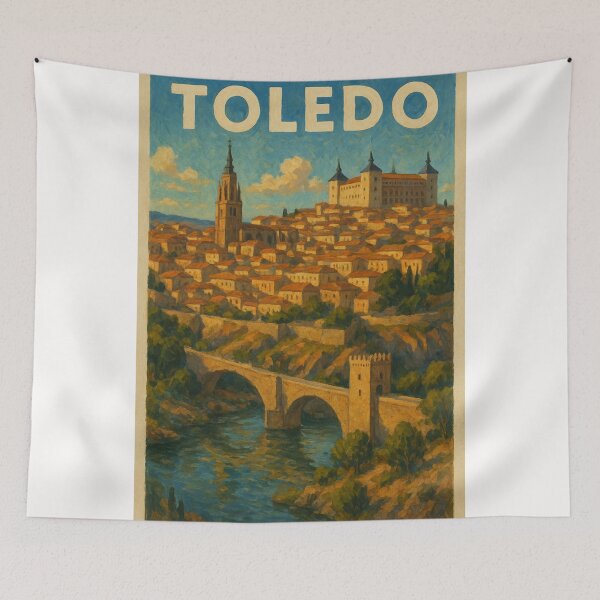 Item preview, Toledo Spain Tagus River Bridge Scene designed and sold by Places On Earth.