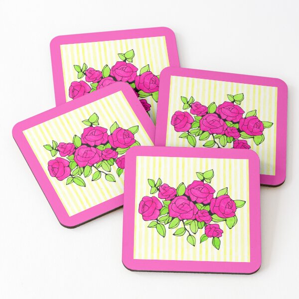 Item preview, The Rose Bouquet and yellow stripes designed and sold by magicgardenart.