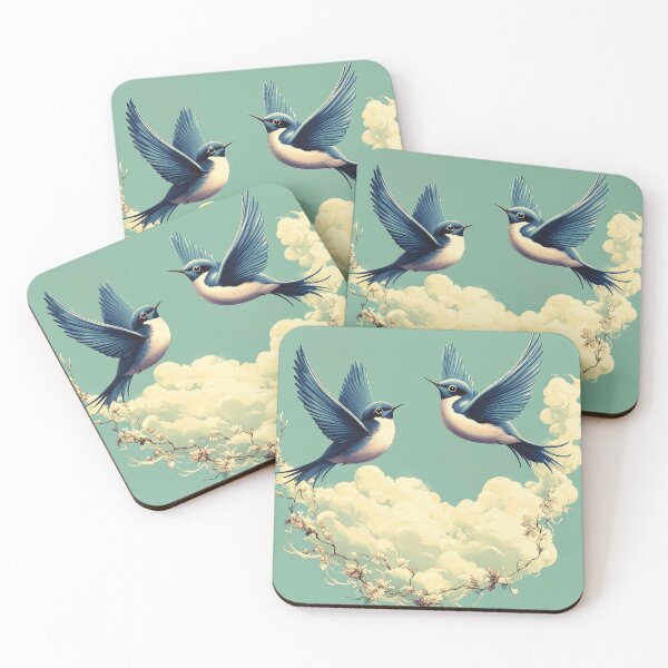 Item preview, Two Bluebirds Flying Above a Cloud Nest.#2 designed and sold by MirraStore.